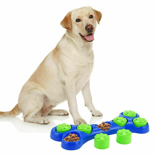 Dog Food Treats Puzzle Feeder Paw Bone Toy Feeding Bowl - Home Inspired Gifts