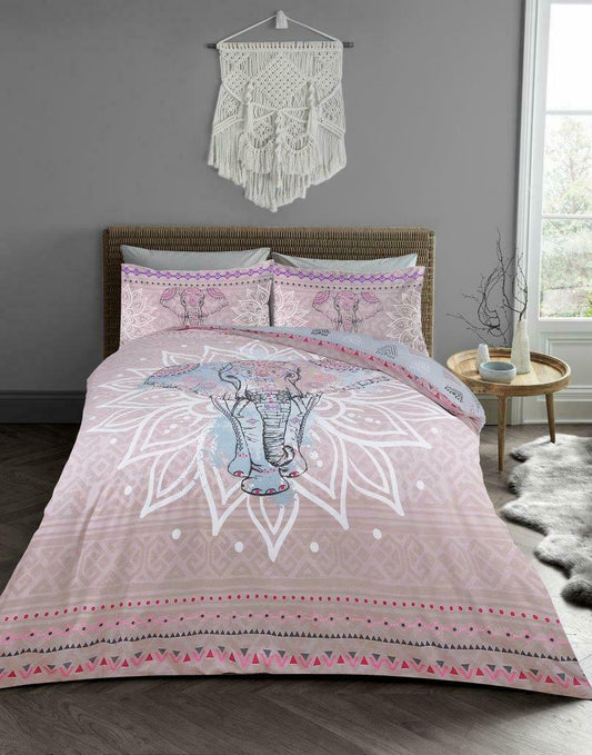 Elephant Mandala Duvet Cover Polycotton Bedding Quilt Set - Home Inspired Gifts