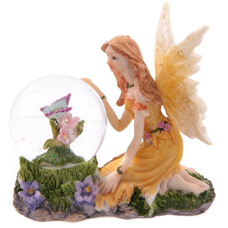 Glitter Flower Fairy Water Ball Snow Globe Ornament Statue Folklore Ornament - Kporium Home & Garden
