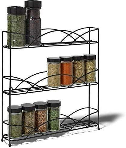 Free Standing 3 Tier Table Top Spice Rack Storage - Chrome Black Copper - Home Inspired Gifts