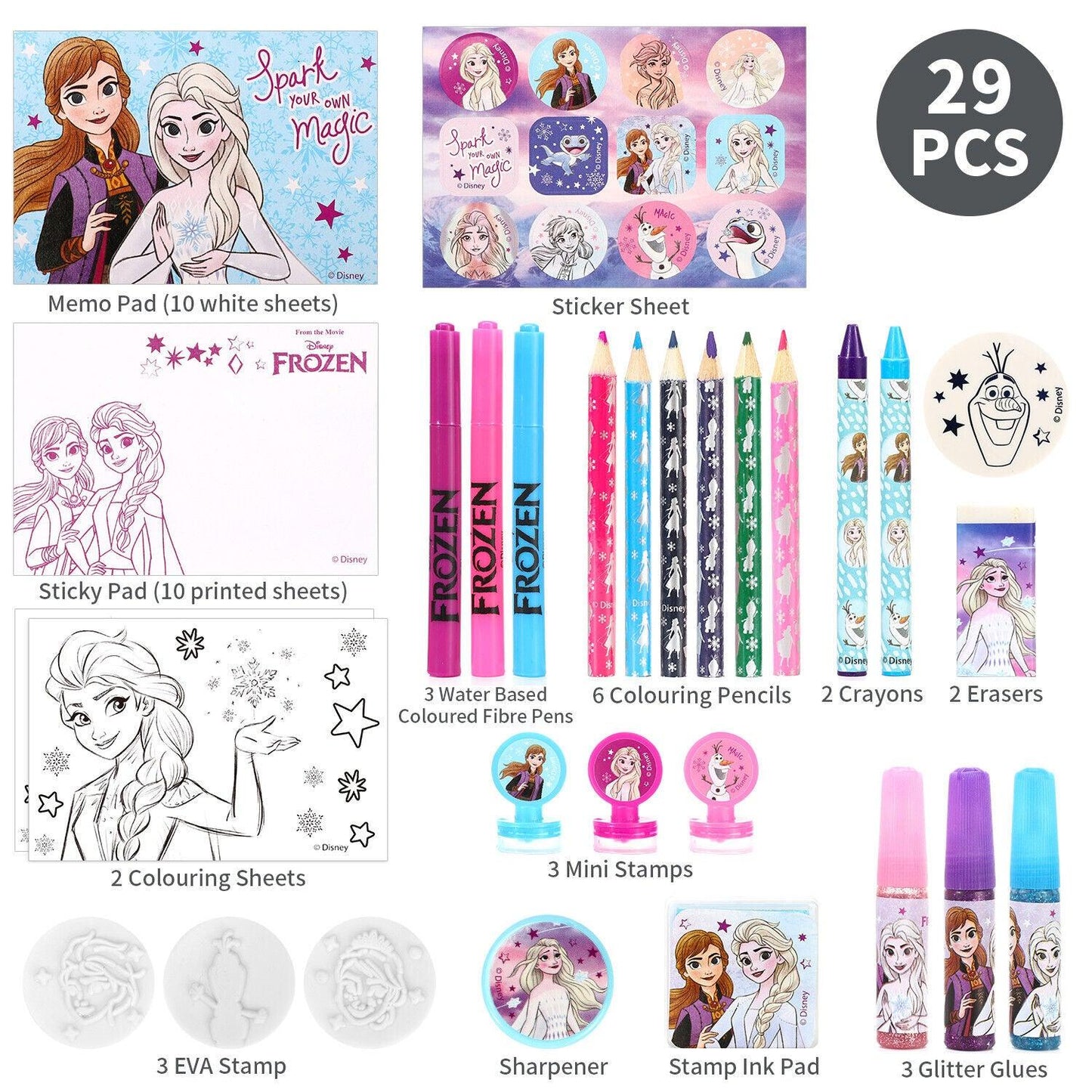 Frozen Anna Elsa Christmas Advent Calendar Art & Craft Stationery Set - Home Inspired Gifts