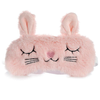 Fun Eye Mask - Plush Adoramals Pink Bunny Travel Sleeping Aid - Home Inspired Gifts