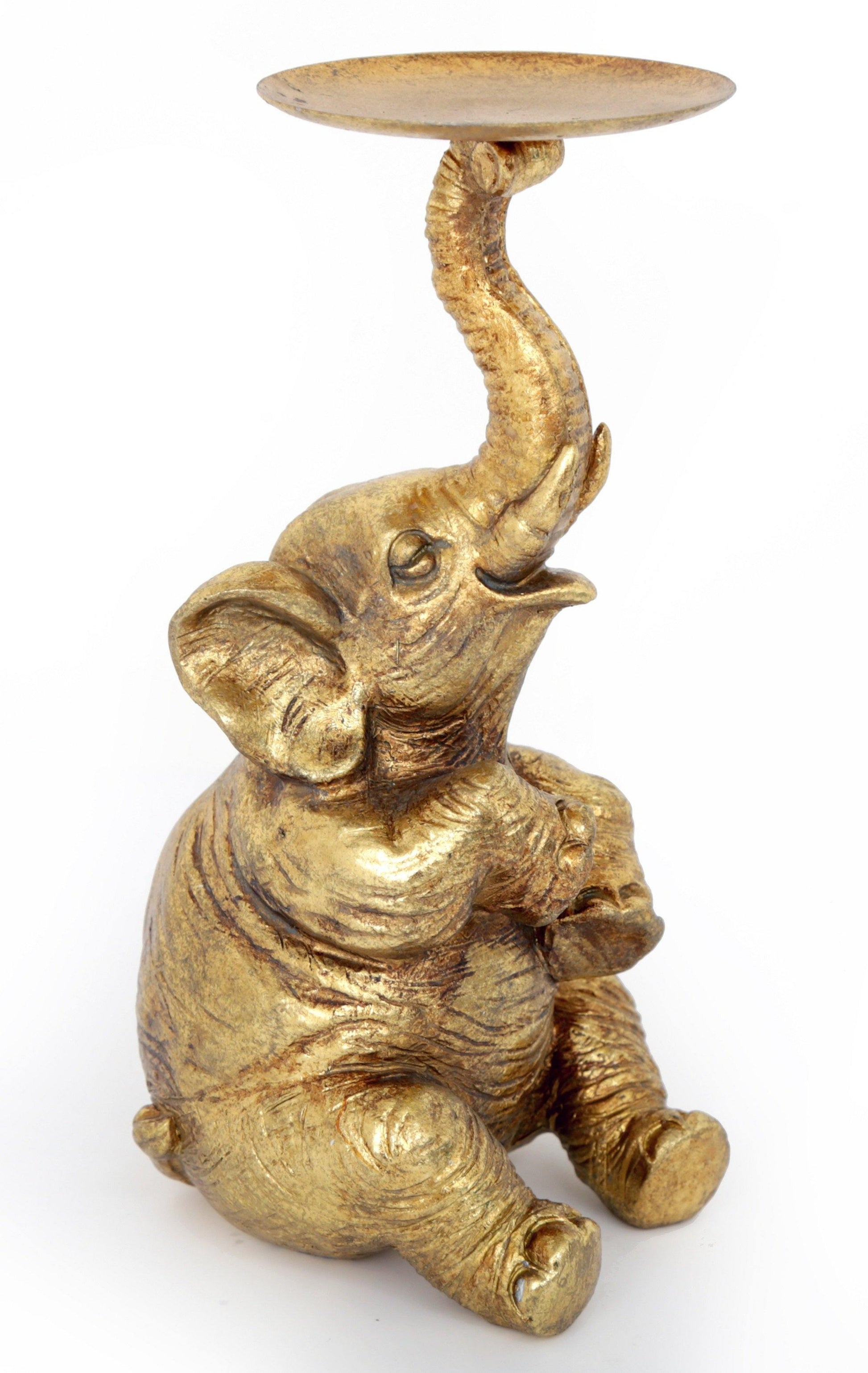Gold Ceramic Elephant Candle Holder Ornament 22cm - Home Inspired Gifts