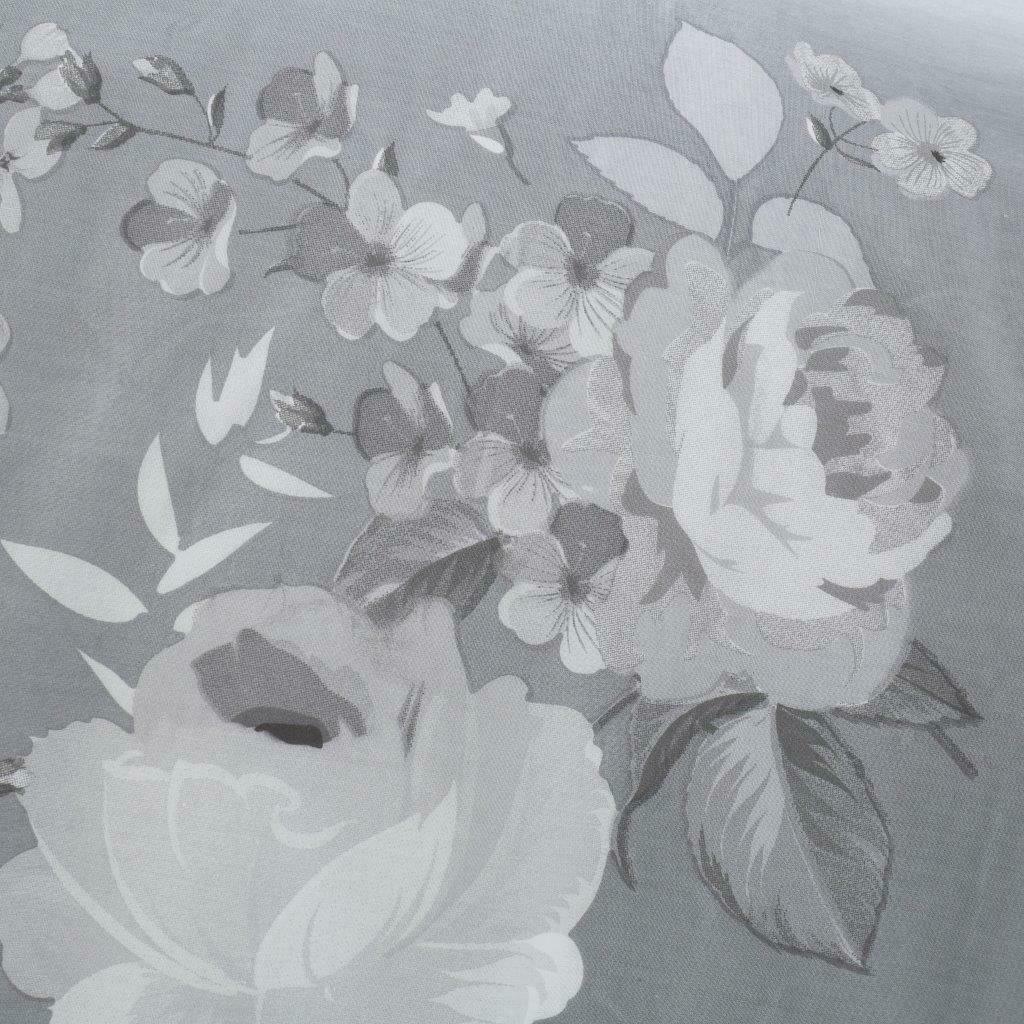 Grey White Floral Print Duvet Cover Polycotton Bedding Set - Home Inspired Gifts