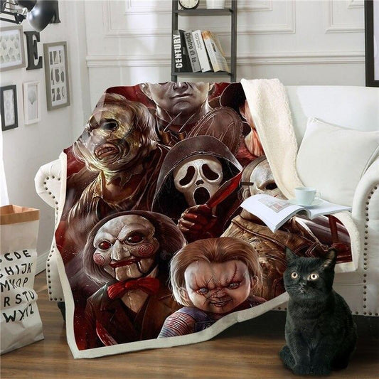 Warm Soft Blanket Throw - Horror Movie Jigsaw Chucky - Home Inspired Gifts