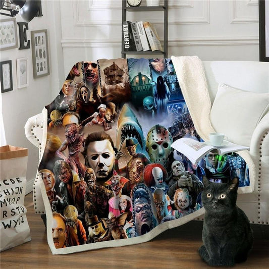 Warm Soft Blanket Throw - Horror Movie Scary Characters Halloween - Home Inspired Gifts