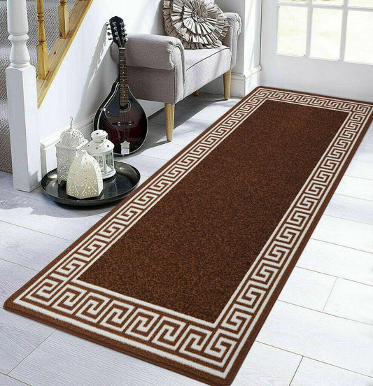 Hallway Runners Floor Mat Non Slip Washable - Brown Cream - Home Inspired Gifts