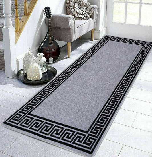 Hallway Runners Floor Mat Non Slip Washable - Grey Black - Home Inspired Gifts