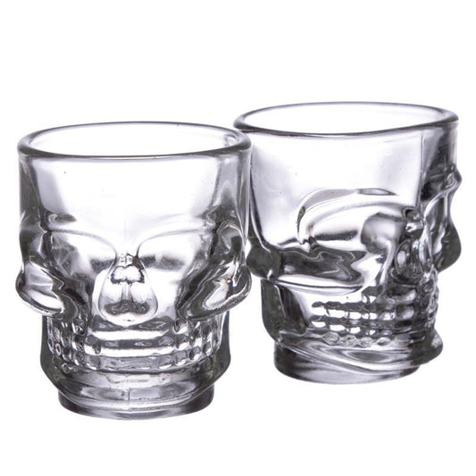 Clear Glass Skulls Shot Glass Set of 2 (90ml) Bar Home Party - Kporium Home & Garden