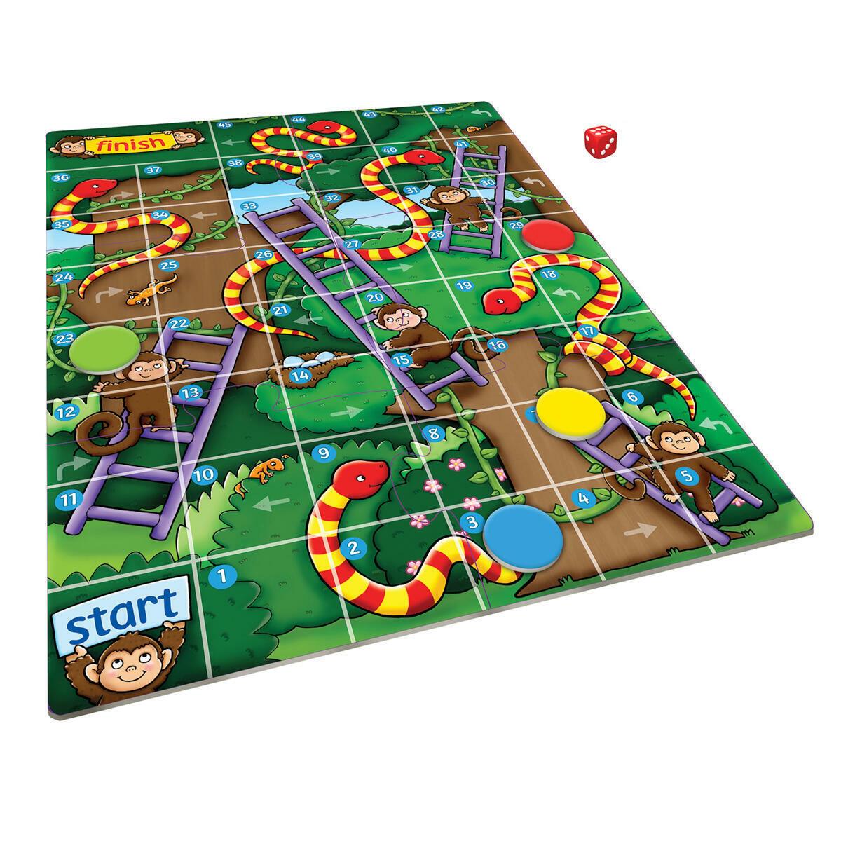 Jungle Snakes & Ladders Mini Game Kids Fun Board Games Activity - Home Inspired Gifts