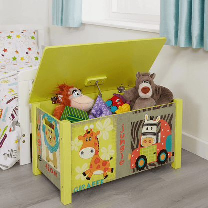 Safari Large Wooden Toy Box with Lid for Bedroom Playroom Storage - Home Inspired Gifts