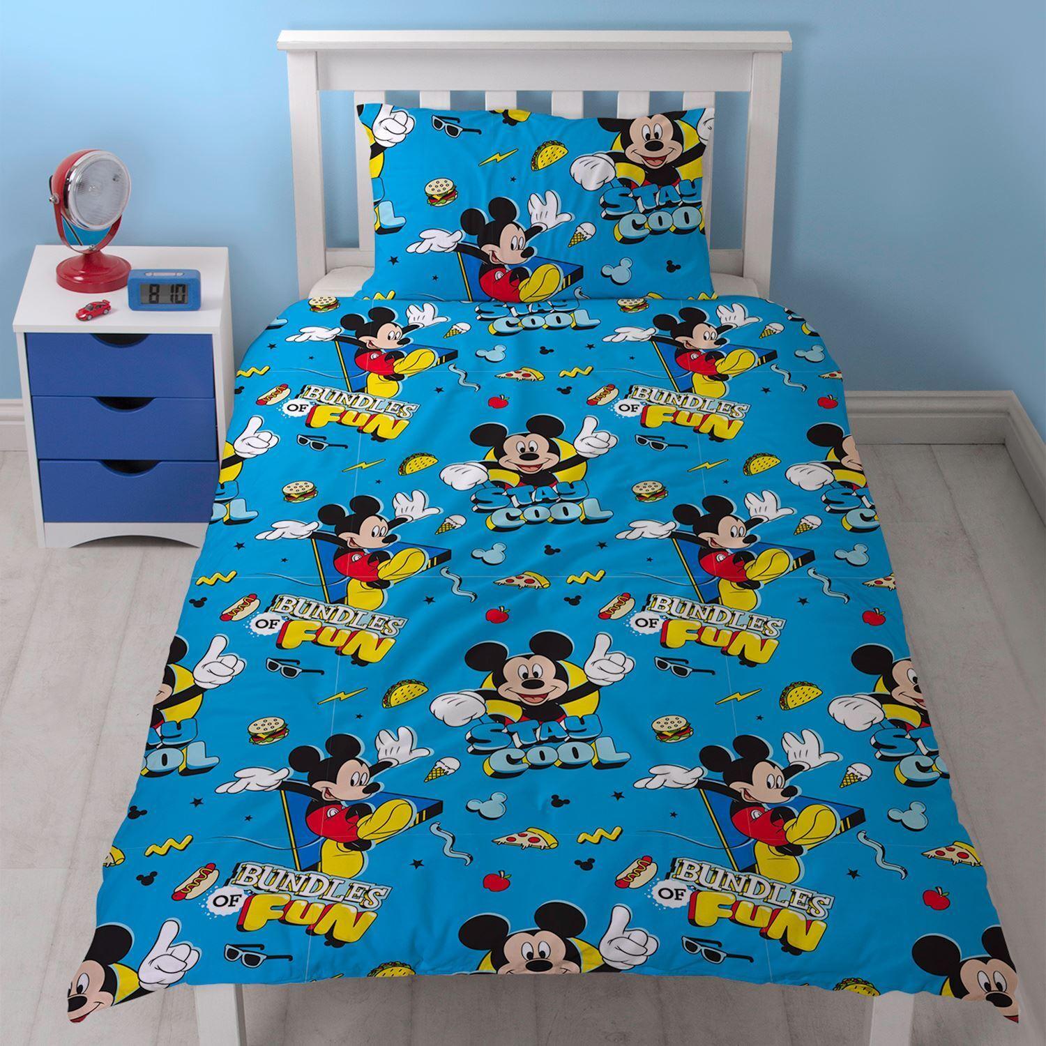 Kids Disney Mickey Mouse Stay Cool Reversible Duvet Cover Bedding Set - Home Inspired Gifts