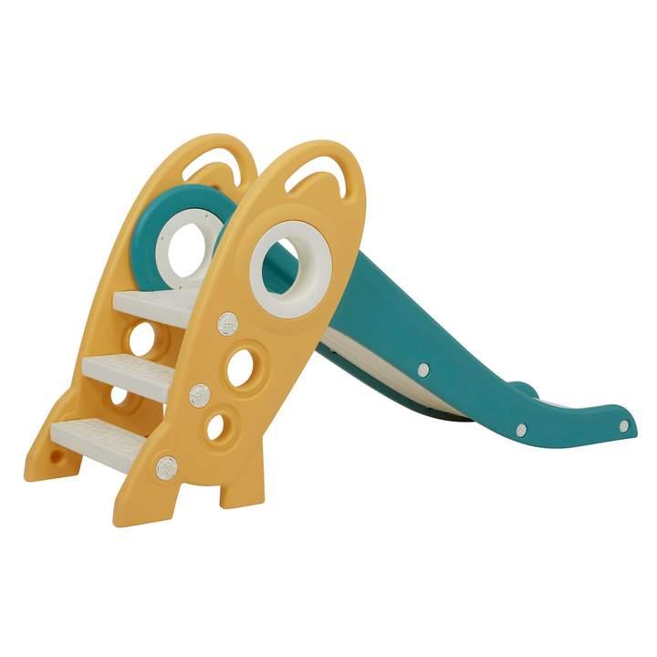 Kids Folding Rocket Slide Indoors Outdoors Play - Green Gold - Home Inspired Gifts