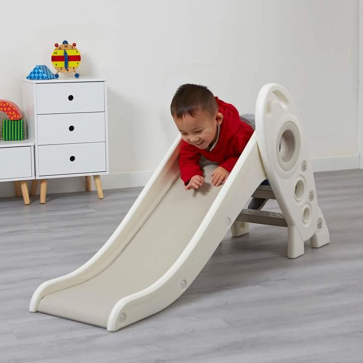 Kids Folding Rocket Slide Indoors Outdoors Play - White Grey - Home Inspired Gifts