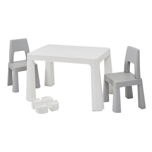 Kids Height Adjustable Table Chairs Set Storage Drawers - White Grey - Home Inspired Gifts