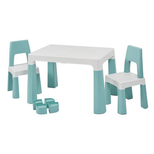 Kids Height Adjustable Table Chairs Set Storage Drawers - Green White - Home Inspired Gifts