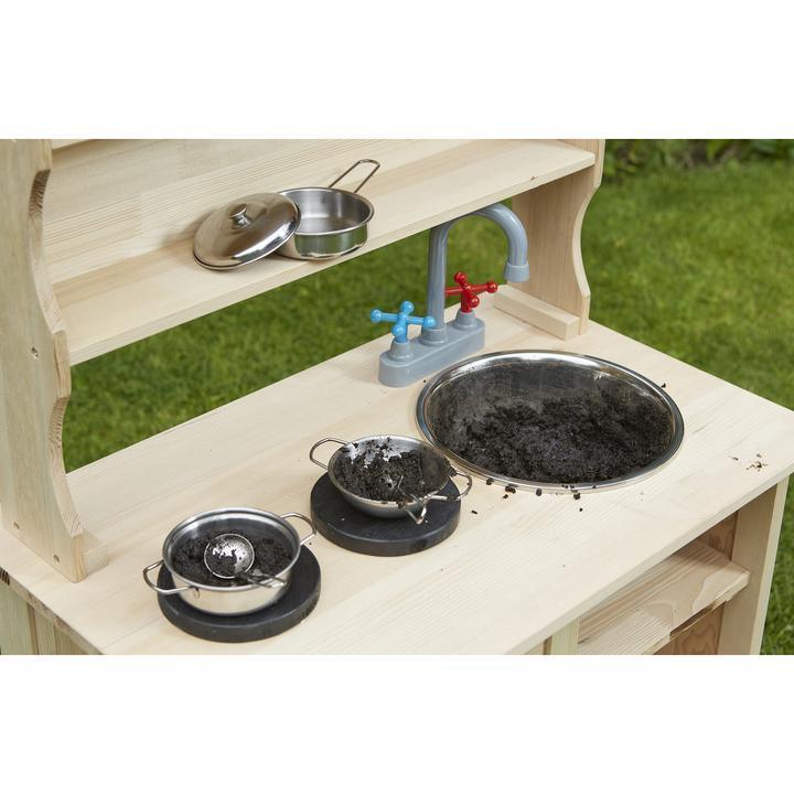 Kids Outdoor Wooden Mud Kitchen with Stainless-Steel Accessories - Home Inspired Gifts