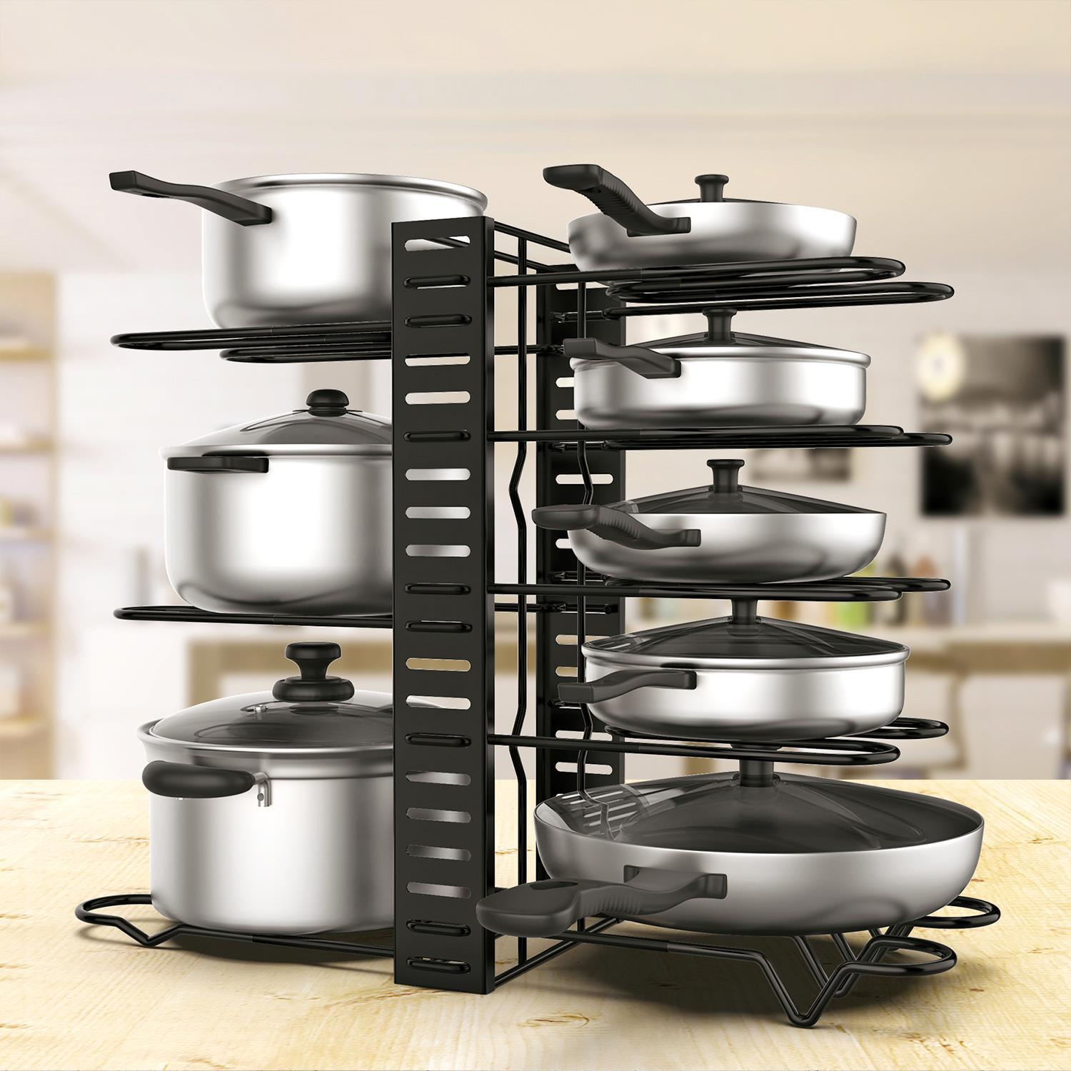 Kitchen Table Top Pan Holder Rack Organiser Adjustable Stand - Home Inspired Gifts