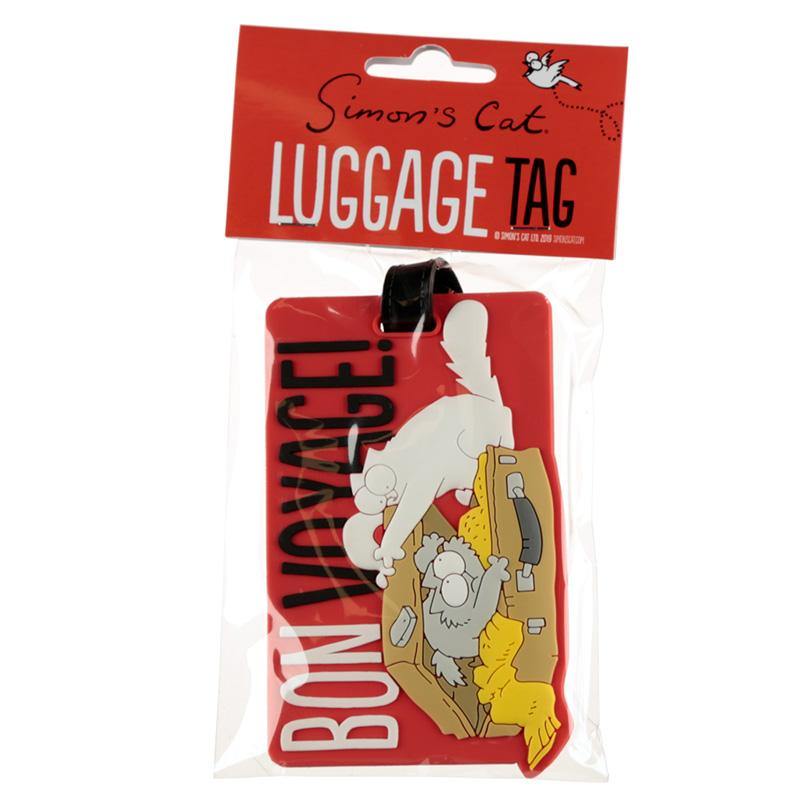 Fun PVC Red Luggage Tag - Simon's Cat Design Suitcase Bag Travel Label Tags - Home Inspired Gifts