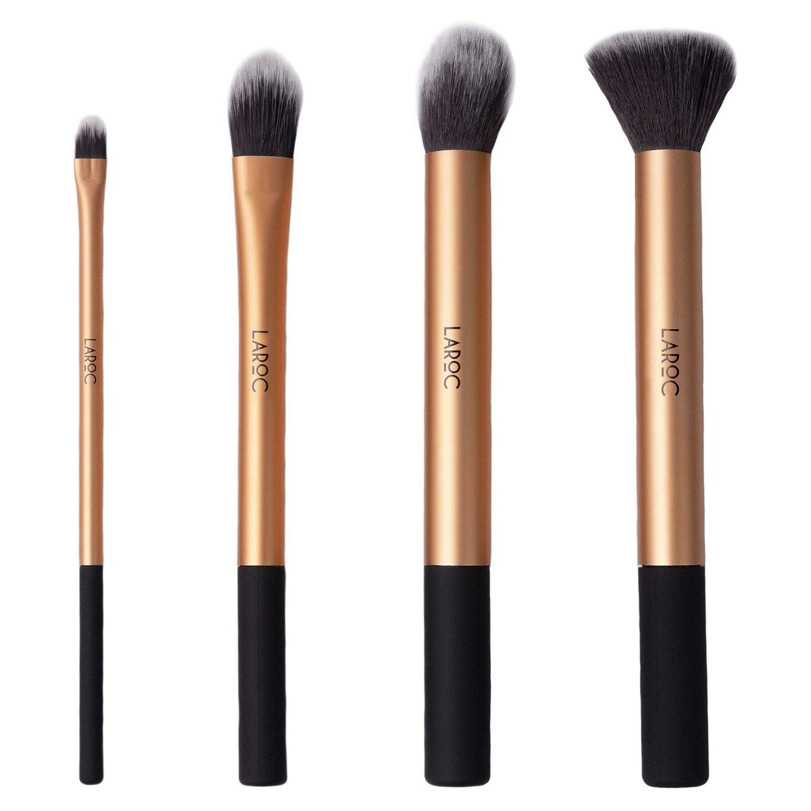 LaRoc 4pcs Premium Black Gold Makeup Brush Cosmetic Set with Case - Home Inspired Gifts