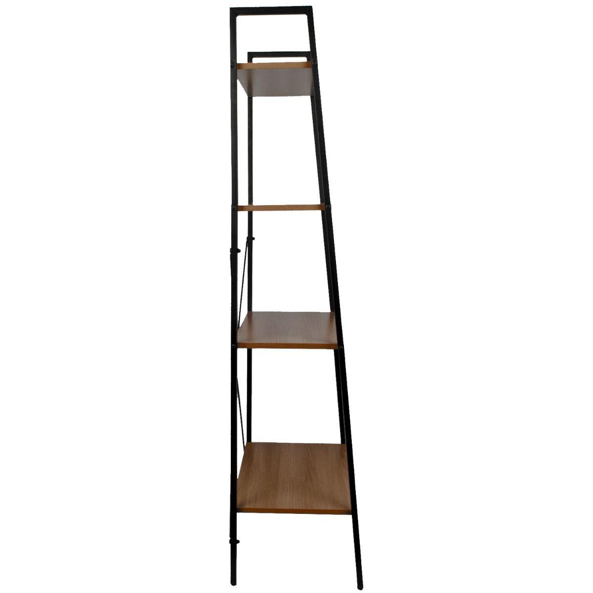 Large Free Standing Wood Metal 4 Tier Ladder Shelves Storage - Walnut - Home Inspired Gifts