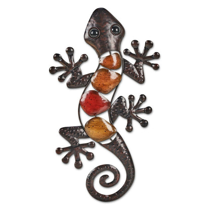 Metal Gecko Lizard Outdoor Hanging Wall Decor Garden Art - Home Inspired Gifts