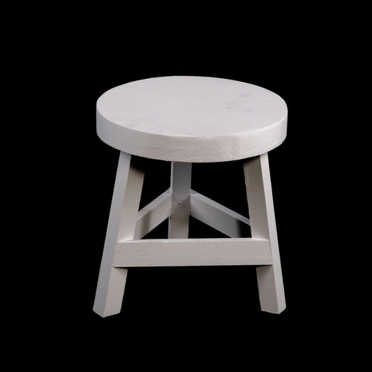 White Washed Three Legged Stool Seat Standing 23cm Playroom Furniture - Home Inspired Gifts