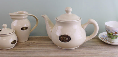 Country Cottage Cream Ceramic Teapot Display