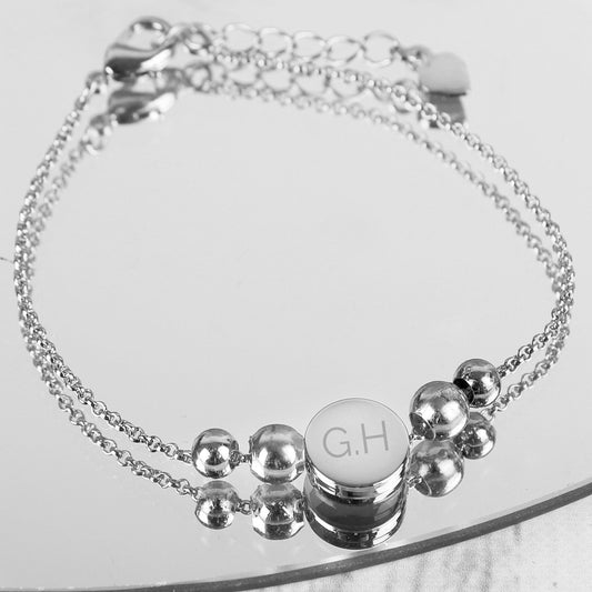 Personalised Silver Plated Initials Disc Bracelet - Kporium Home & Garden