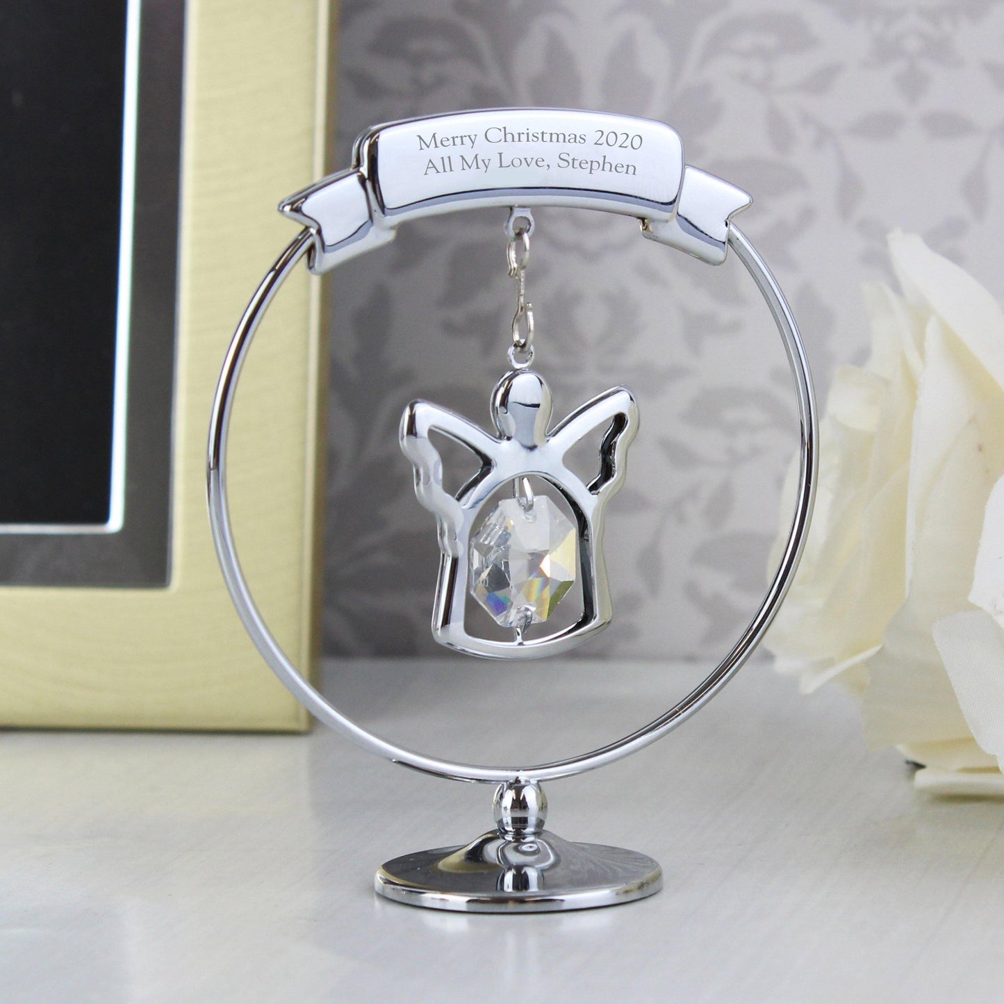 Personalised Message Crystocraft Angel Silver Ornament - Kporium Home & Garden