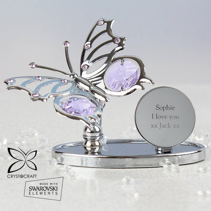 Personalised Silver Crystocraft Butterfly Message Ornament - Kporium Home & Garden