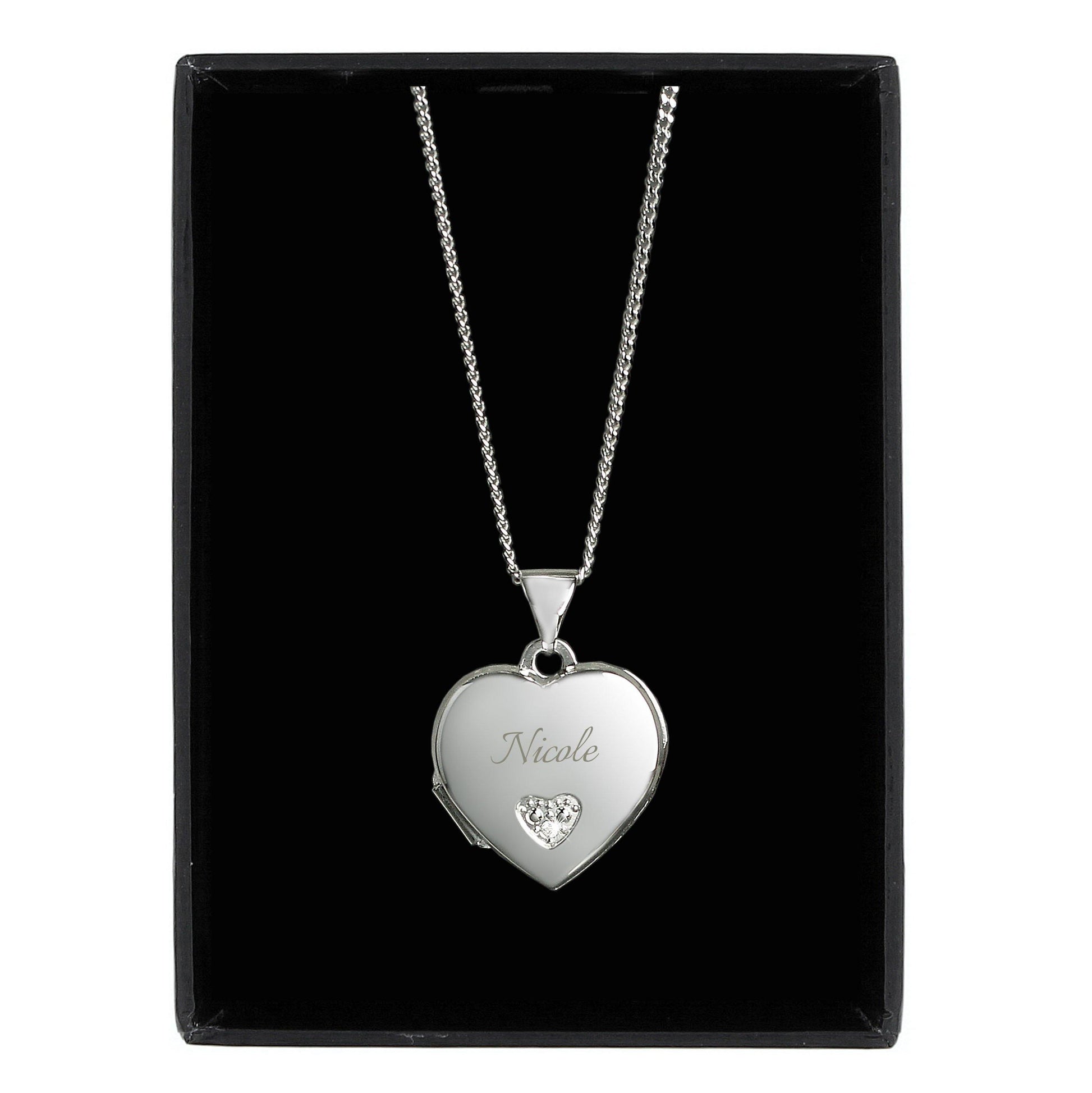 Personalised Children's Sterling Silver & Cubic Zirconia Heart Locket Necklace - Kporium Home & Garden