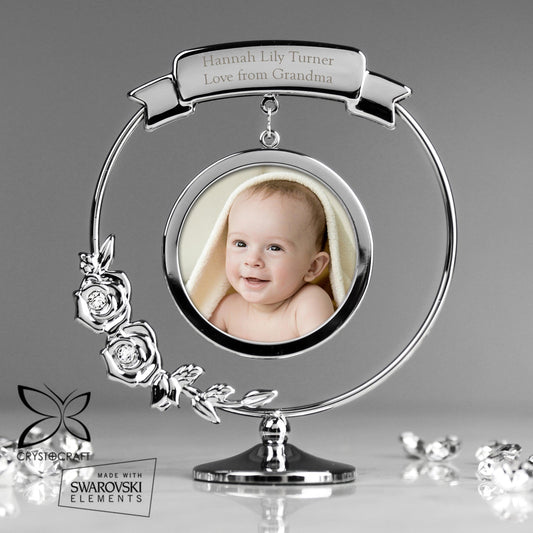 Personalised Photo Frame Message Crystocraft Silver Ornament - Home Inspired Gifts