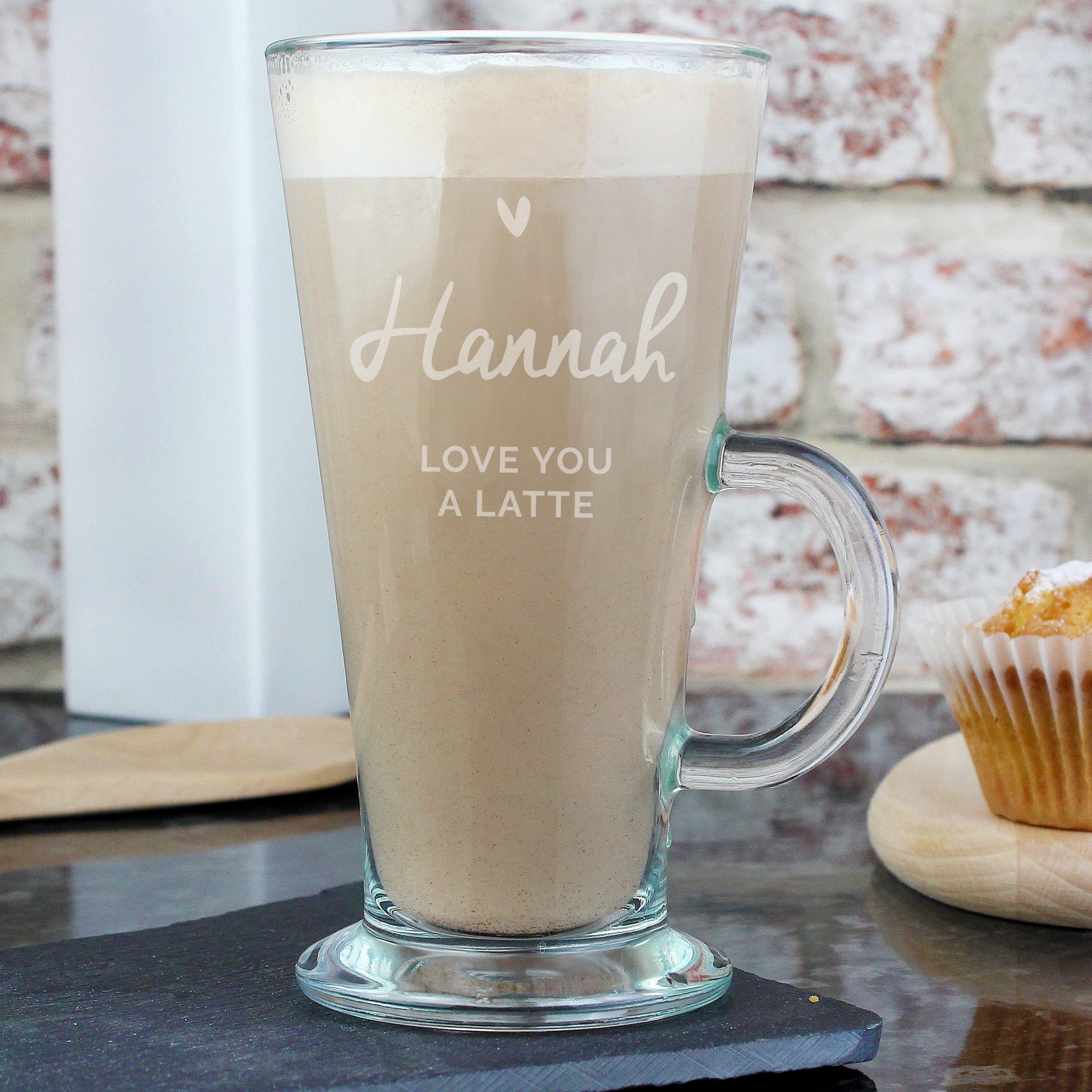 Personalised Message Heart Latte Glass Mug Gift - Home Inspired Gifts