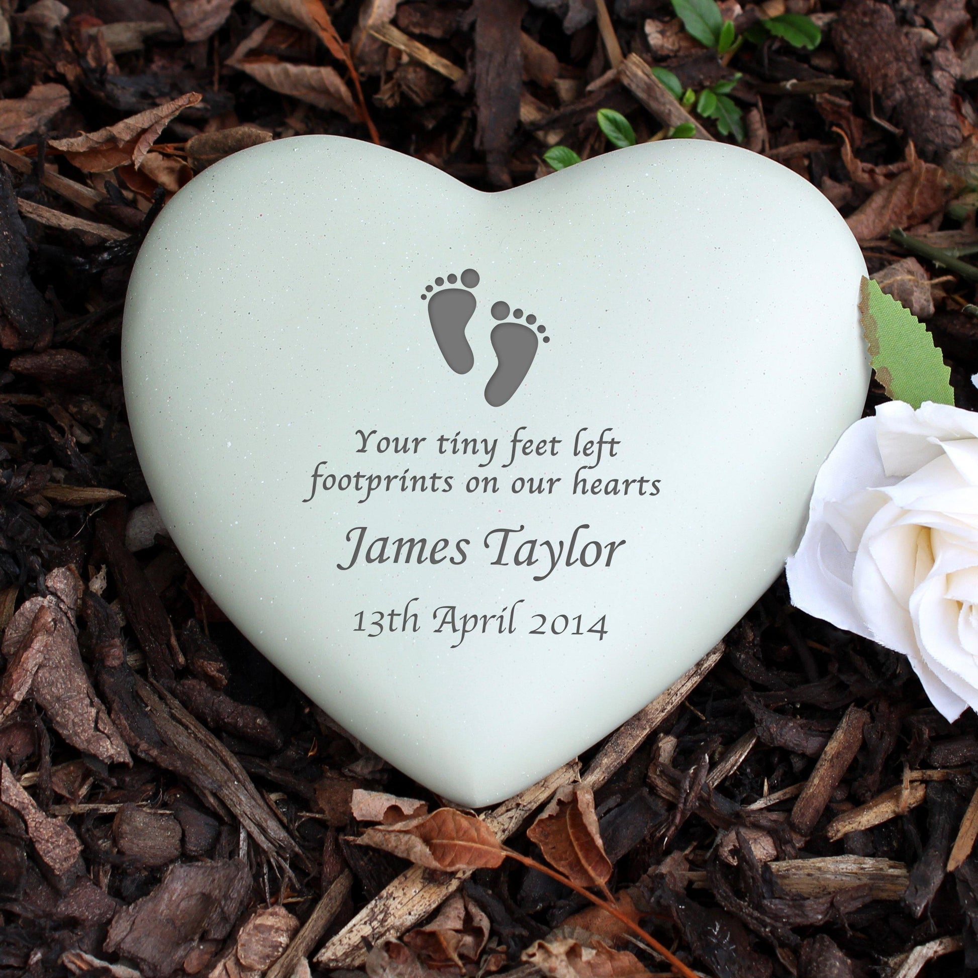 Personalised Footprints Heart Children Memorial Plaque Ornament - Kporium Home & Garden