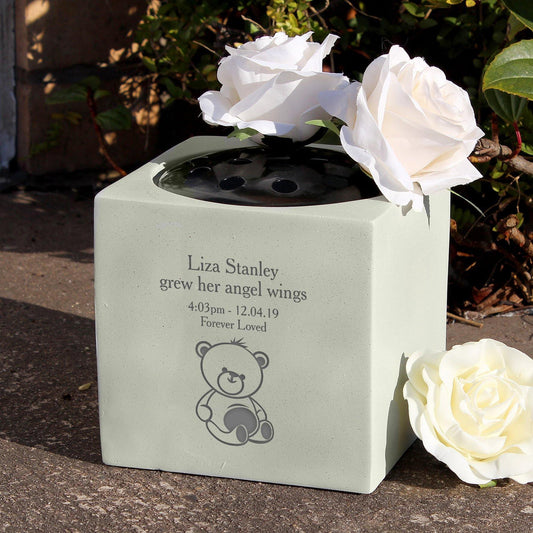 Personalised Teddy Bear Children Memorial Vase Rose Bowl Ornament - Kporium Home & Garden