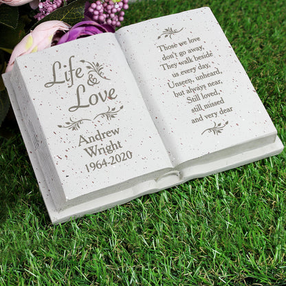 Personalised Life & Love Memorial Book Graveside Remembrance Plaque - Kporium Home & Garden