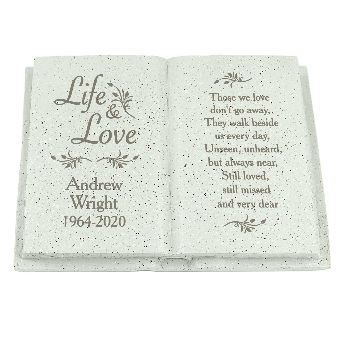 Personalised Life & Love Memorial Book Graveside Remembrance Plaque - Kporium Home & Garden