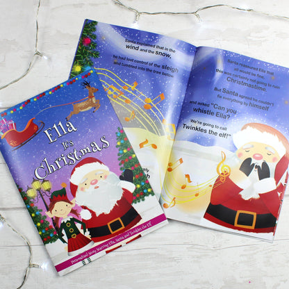 Personalised Girls "It's Christmas" Story Book, Featuring Santa and his Elf Twinkles - Kporium Home & Garden