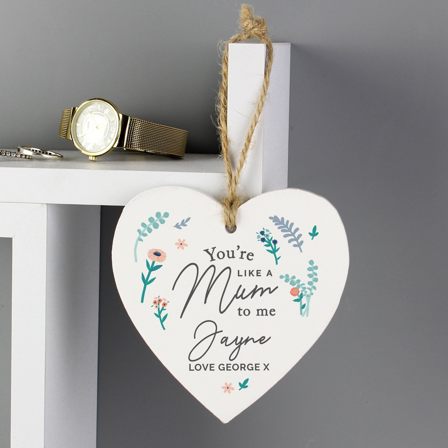 Personalised You're Like A Mum To Me Wooden Heart Decoration - Home Inspired Gifts