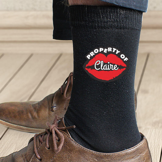 Personalised Name Polycotton Property Of Men's Black Socks Gift - Home Inspired Gifts