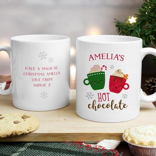 Personalised Cute Christmas Hot Chocolate White Mug - Kporium Home & Garden
