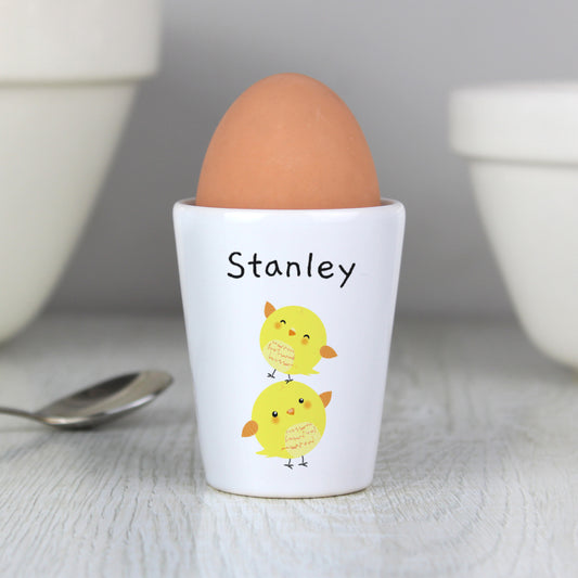 Personalised Name Easter Chicks Easter Egg Cup