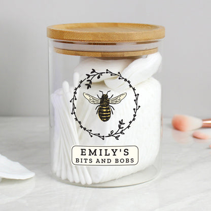 Personalised Bee Glass Jar with Bamboo Lid - Home Inspired Gifts