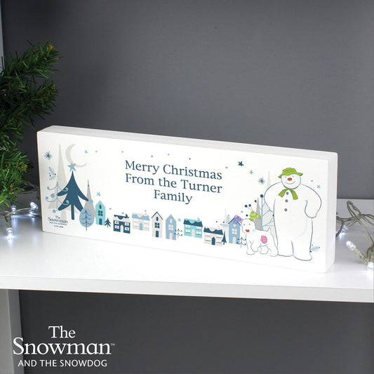 Personalised The Snowman and the Snowdog Wooden Block Sign - Kporium Home & Garden