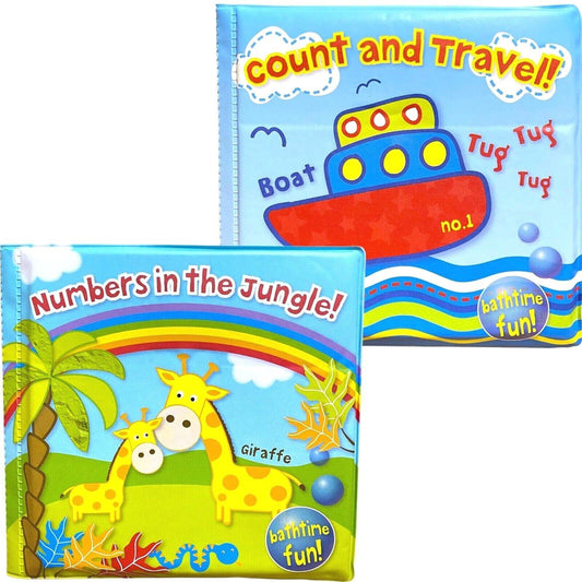 Pack of 2 Count and Travel Jungle Baby Bath Book Waterproof Reading Toy - Home Inspired Gifts