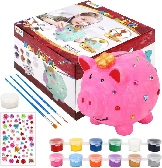 Paint Your Own Money Piggy Box Arts & Crafts Activity Kit - Pig - Home Inspired Gifts