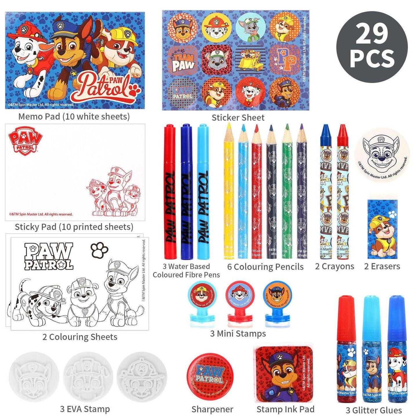 Paw Patrol Christmas Advent Calendar Art & Craft Stationery Set - Home Inspired Gifts