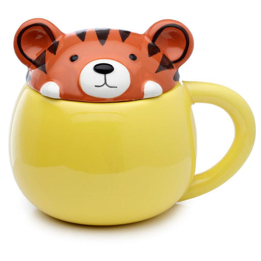 Peeping Lid Ceramic Lidded Animal Mug - Adoramals Tiger - Home Inspired Gifts