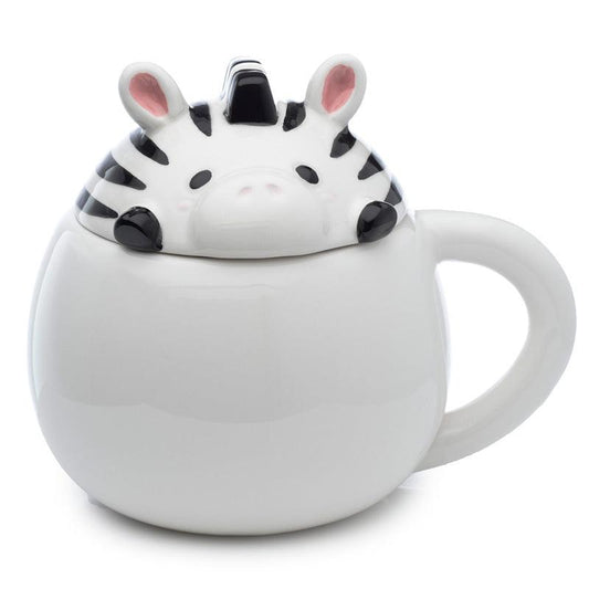 Peeping Lid Ceramic Lidded Animal Mug - Adoramals Zebra - Home Inspired Gifts